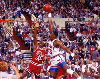 Ewing Dunks On MJ